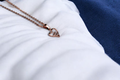 Diamonds Studded Double Heart Necklace | Rose Gold Plated - SACH JEWELS