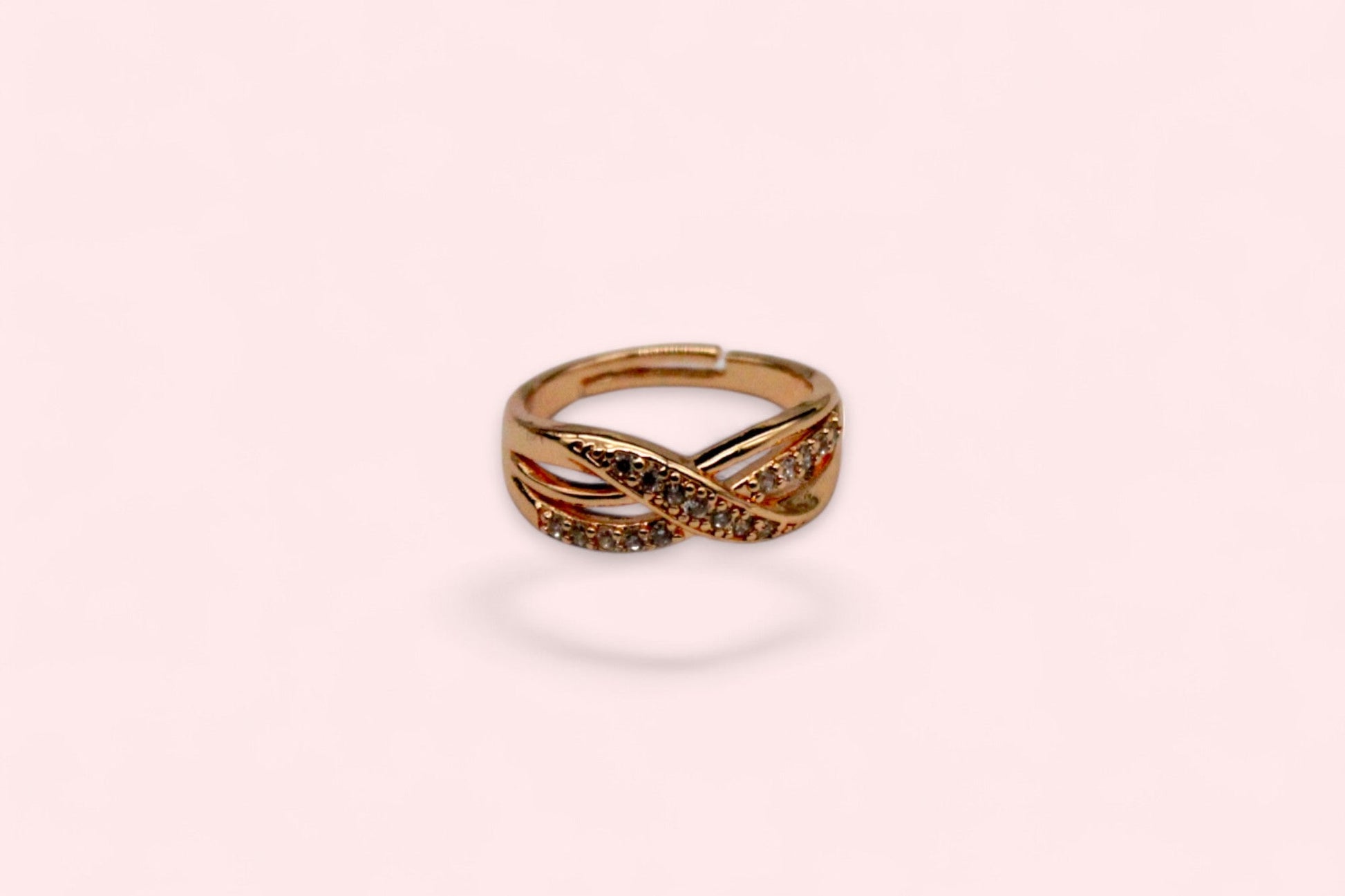 Diamond Studded Twisted Ring | Rose Gold Plated - SACH JEWELS