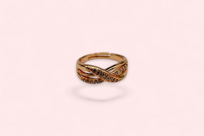 Diamond Studded Twisted Ring | Rose Gold Plated - SACH JEWELS