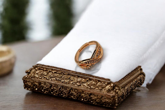 Diamond Studded Twisted Ring | Rose Gold Plated - SACH JEWELS