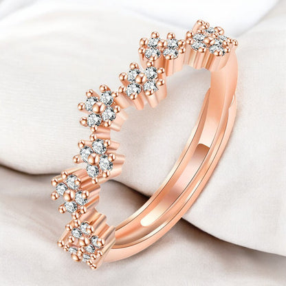 Flower String Diamond Rose Gold Plated Ring | Rose Gold Plated
