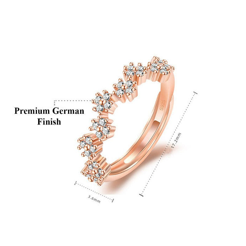 Flower String Diamond Rose Gold Plated Ring | Rose Gold Plated