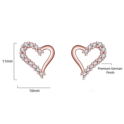 Diamond Heart Earrings | Rose Gold Plated - SACH JEWELS