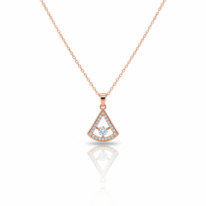 Fan Shaped with Cubic Zirconia Pendant Necklace  | Rose Gold Plated SACH JEWELS