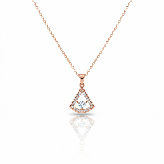 Fan Shaped with Cubic Zirconia Pendant Necklace  | Rose Gold Plated SACH JEWELS