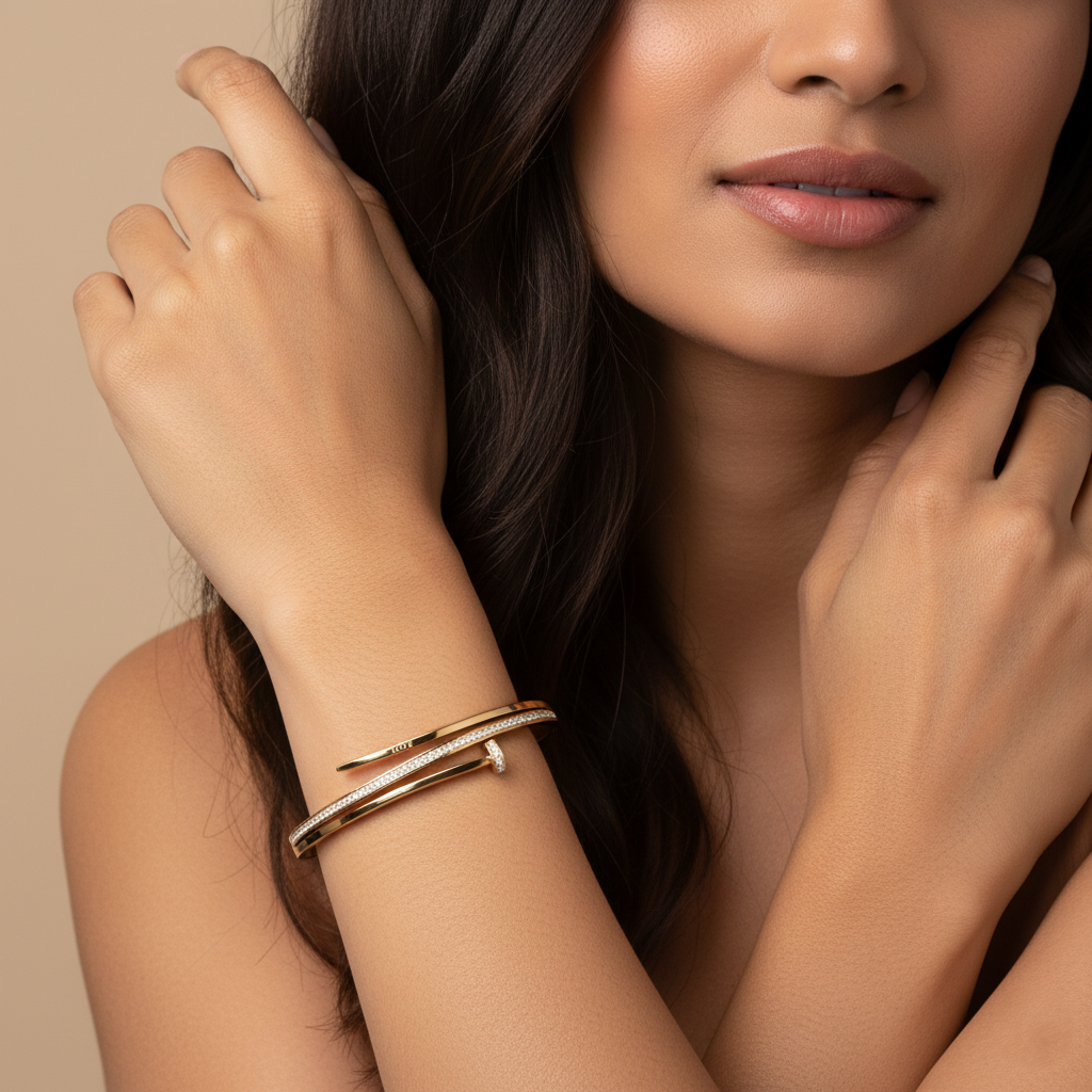 Women Sleek Diamond Cuffs | Italian Gold Plated SACH JEWELS