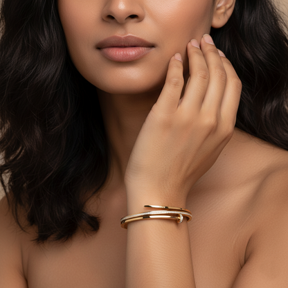 Women Sleek Diamond Cuffs | Italian Gold Plated SACH JEWELS