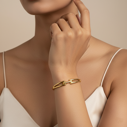 Gold Double Link Cuff | Italian Gold Plated SACH JEWELS