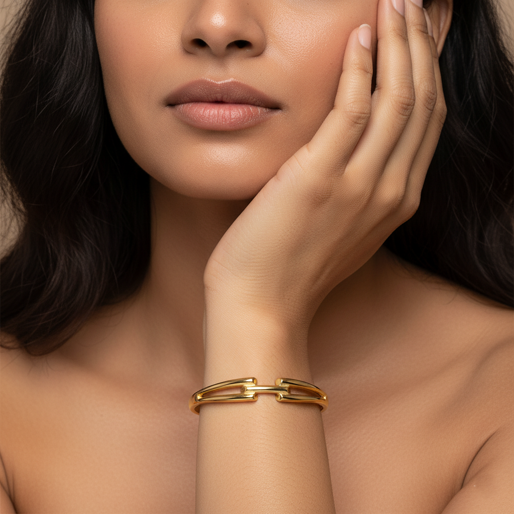 Gold Double Link Cuff | Italian Gold Plated SACH JEWELS