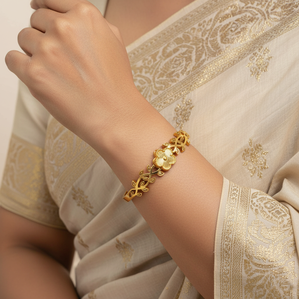 Royal Bloom Floral Cuffs | Italian Gold Plated SACH JEWELS