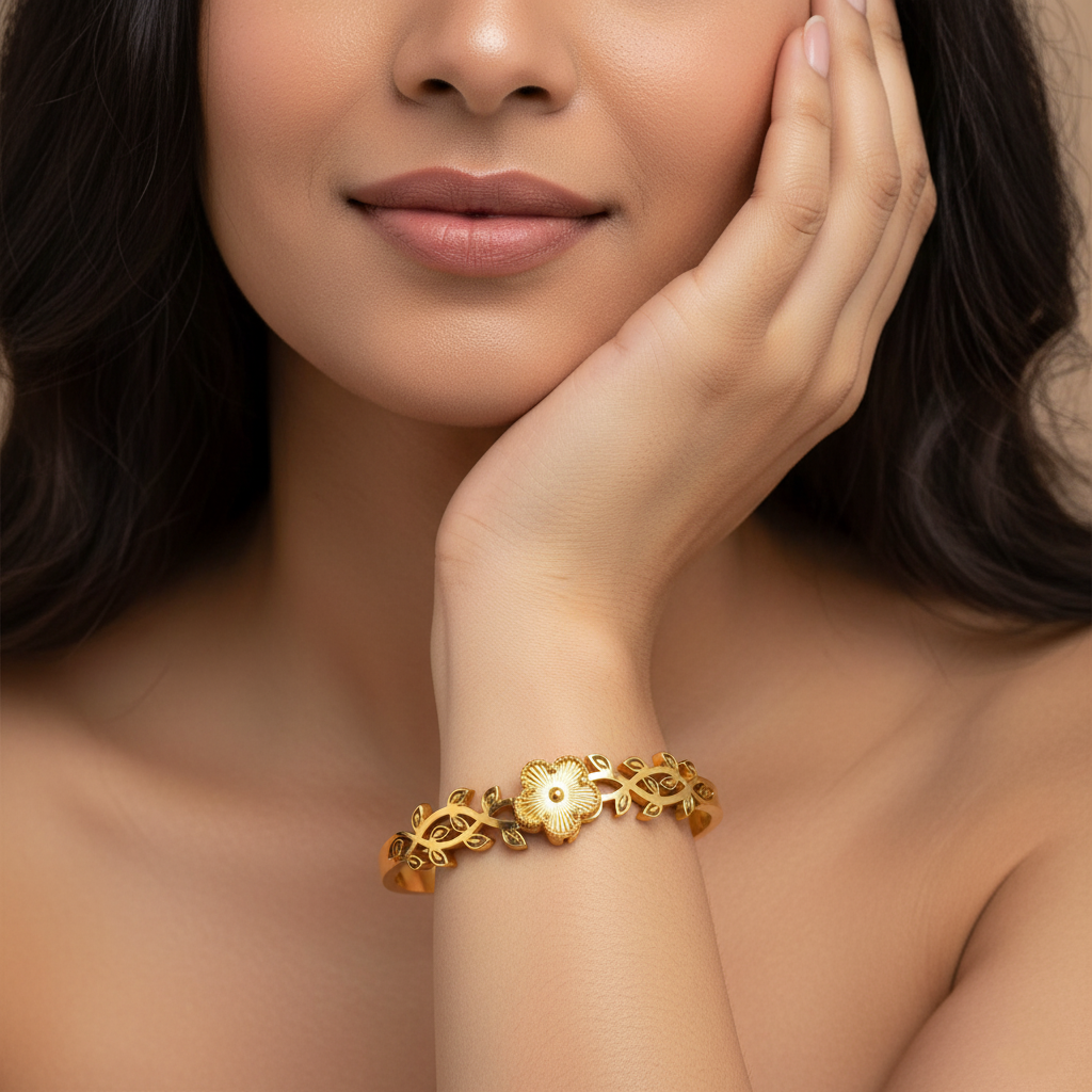 Royal Bloom Floral Cuffs | Italian Gold Plated SACH JEWELS