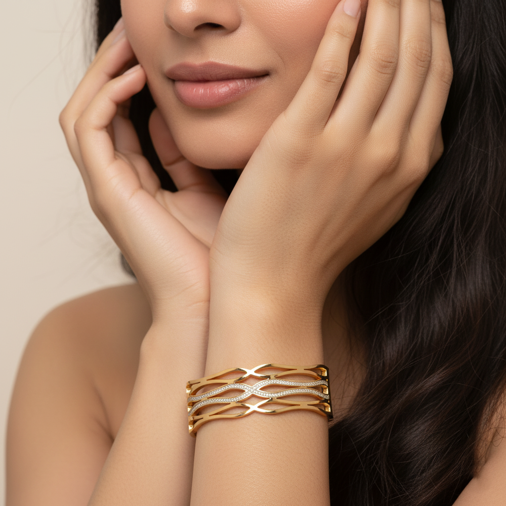 Celeste Wave Premium Cuff | Italian Gold Plated SACH JEWELS