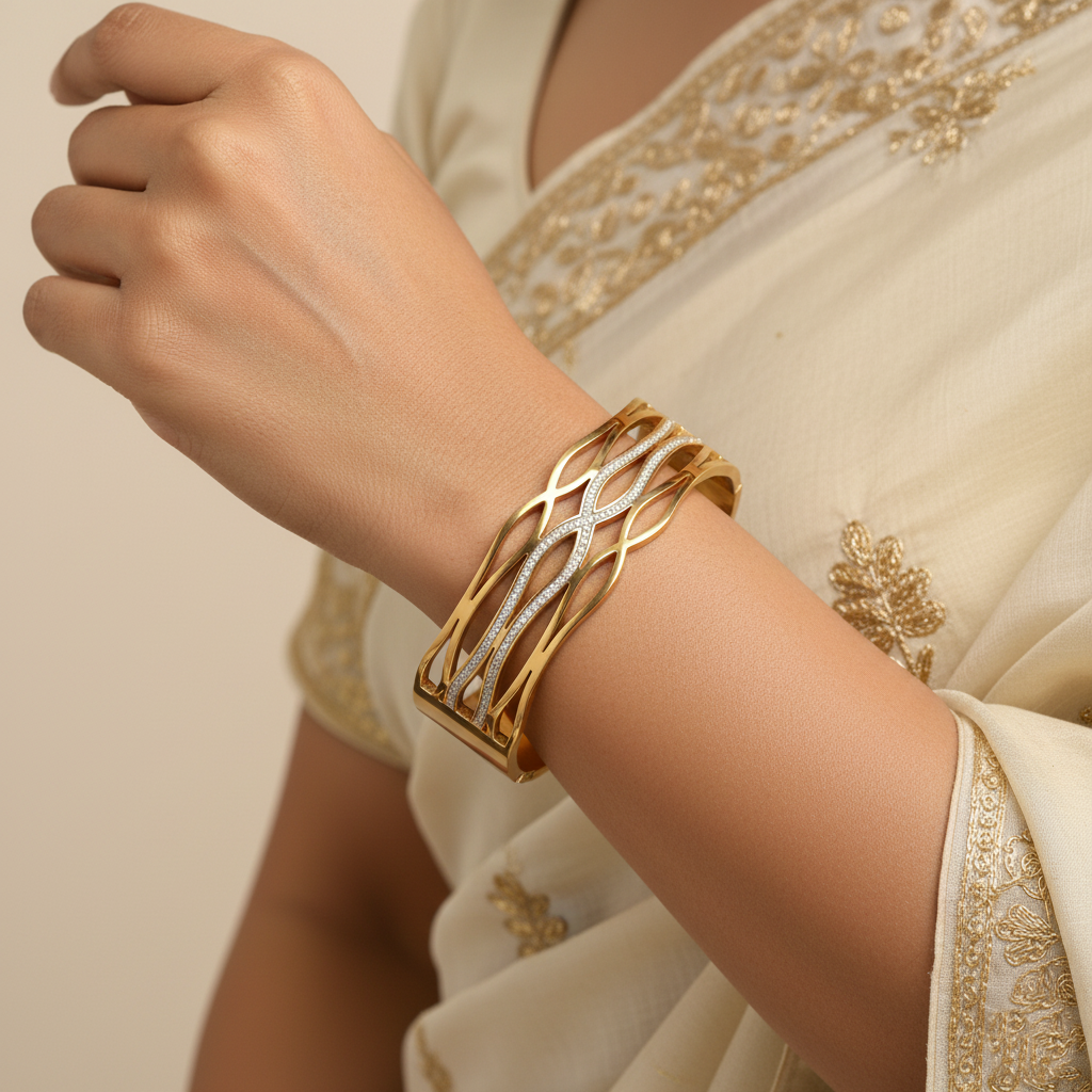 Celeste Wave Premium Cuff | Italian Gold Plated SACH JEWELS