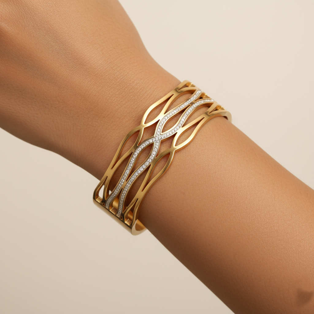 Celeste Wave Premium Cuff | Italian Gold Plated SACH JEWELS