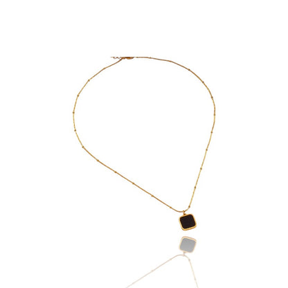 Black Square Pendant Necklace | Italian Gold Plated SACH JEWELS