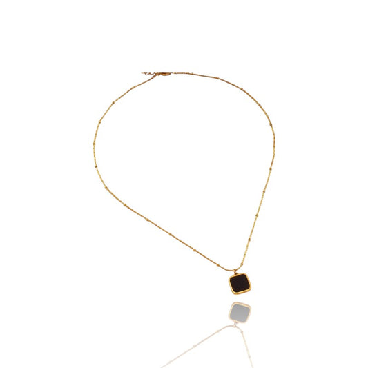 Black Square Pendant Necklace | Italian Gold Plated SACH JEWELS