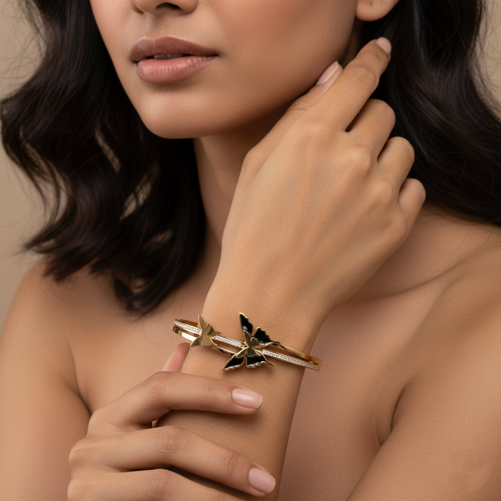 Butterfly Duo Anti-Tarnish Gold Cuff | Italian Gold Plated SACH JEWELS