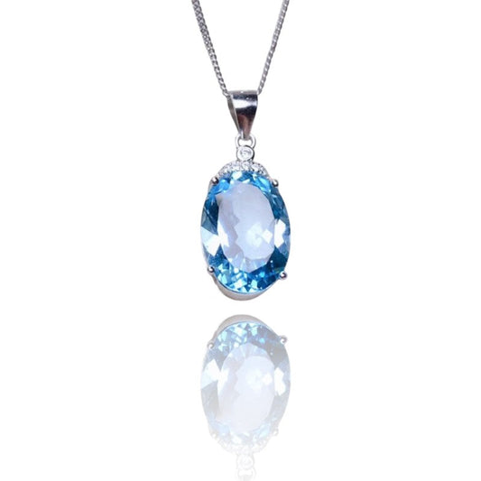Sapphire Diamond Pendant Necklace | Italian Silver Plated SACH JEWELS