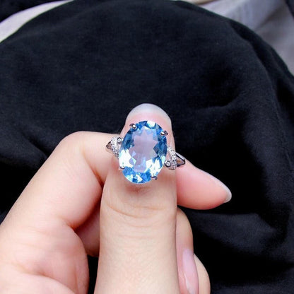 Women Oval Sapphire Ring | Italian Silver Plated - SACH JEWELS