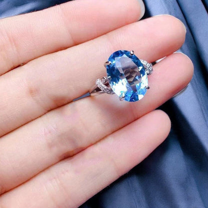 Women Oval Sapphire Ring | Italian Silver Plated - SACH JEWELS