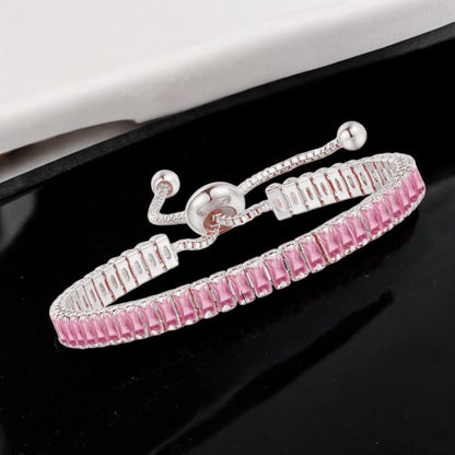 Pink Diamond Bracelet | Italian Silver Plated.