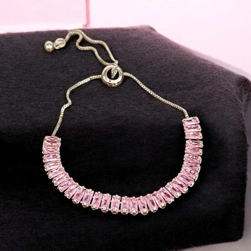 Pink Diamond Bracelet | Italian Silver Plated.