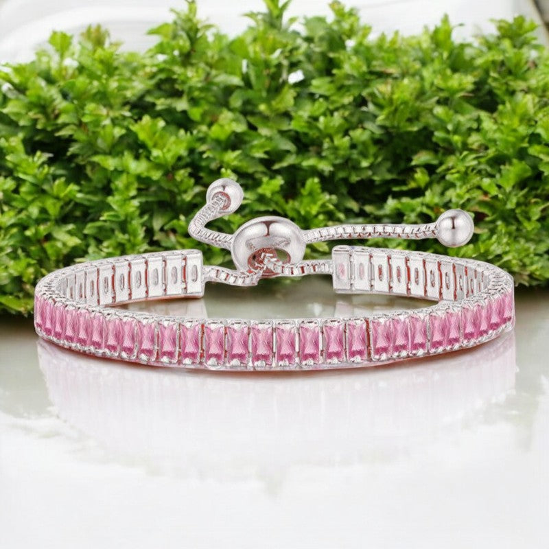 Pink Diamond Bracelet | Italian Silver Plated.
