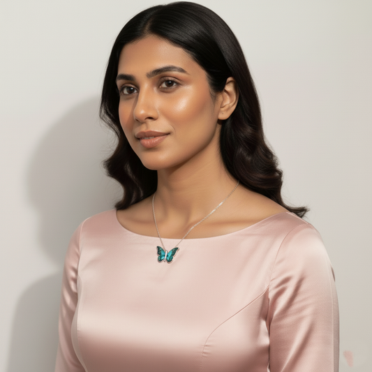 Mystic Green Butterfly Necklace | Italian Silver Plated SACH JEWELS