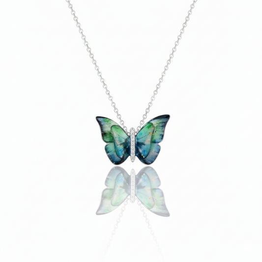Mystic Green Butterfly Necklace | Italian Silver Plated SACH JEWELS