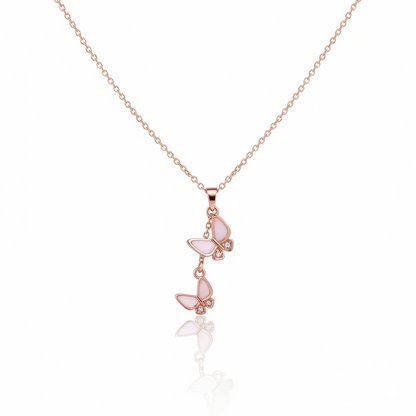 Double Charm Rose Gold Butterfly Pendant Necklace | Rose Gold Plated SACH JEWELS