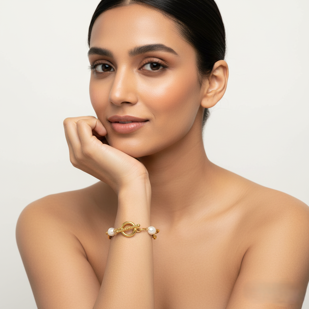 Lustrous Links Pearl Bracelet | Italian Gold Plated SACH JEWELS