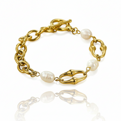 Lustrous Links Pearl Bracelet | Italian Gold Plated SACH JEWELS
