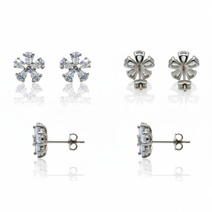 Six Petal Flower Stud Earrings | 925 Sterling Silver SACH JEWELS
