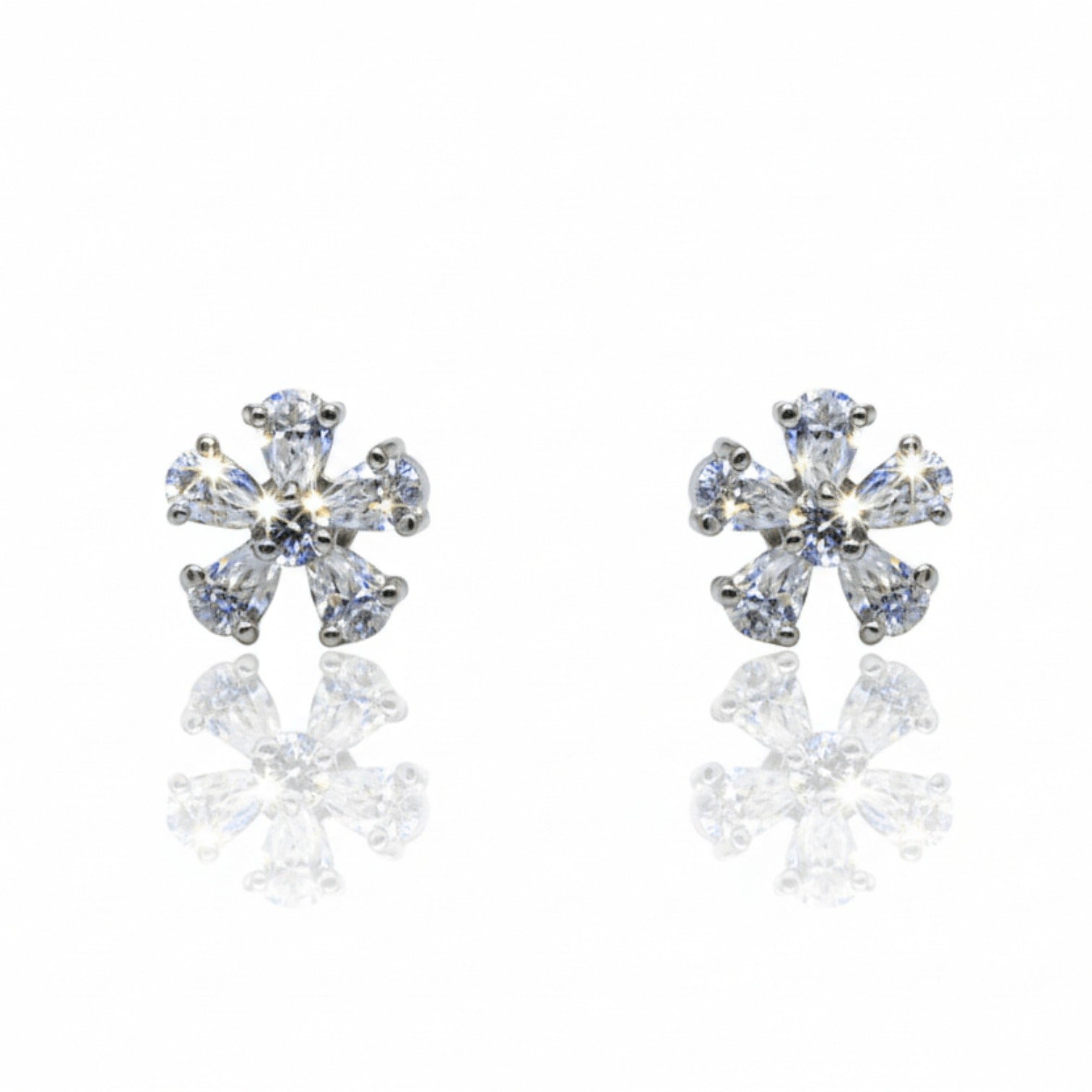 Six Petal Flower Stud Earrings | 925 Sterling Silver SACH JEWELS