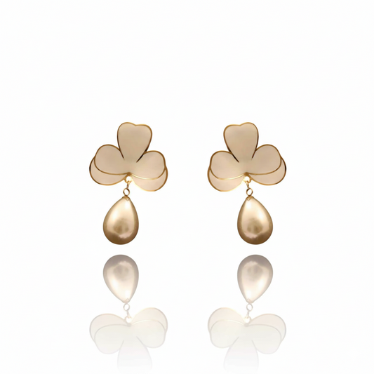 Dainty Flower Pearl Earrings | Italian Gold Plated SACH JEWELS