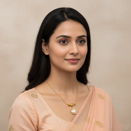 Golden Heart Charm Necklace with Pearl Glow | Italian Gold Plated SACH JEWELS