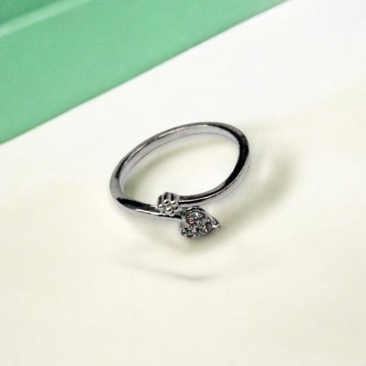 Heart And Stone Studded Ring | 925 Sterling Silver - SACH JEWELS