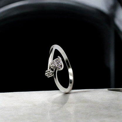 Heart And Stone Studded Ring | 925 Sterling Silver - SACH JEWELS