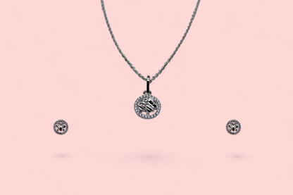 Butterfly Circle Diamond Studded Pendant Set | 925 Sterling Silver SACH JEWELS