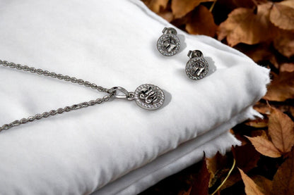 Butterfly Circle Diamond Studded Pendant Set | 925 Sterling Silver SACH JEWELS