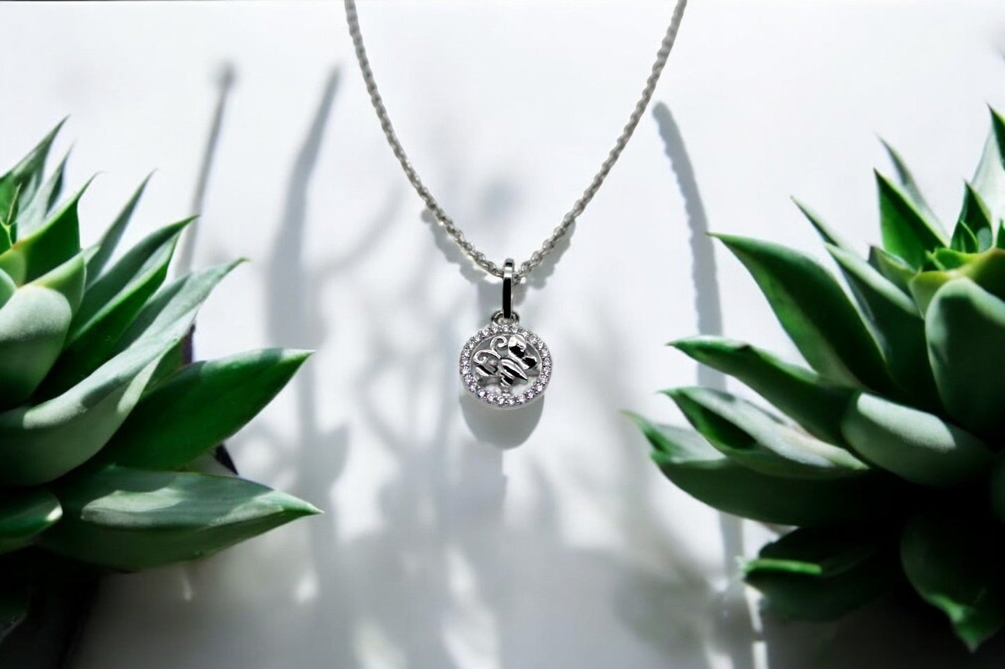 Butterfly Circle Diamond Studded Pendant Set | 925 Sterling Silver SACH JEWELS