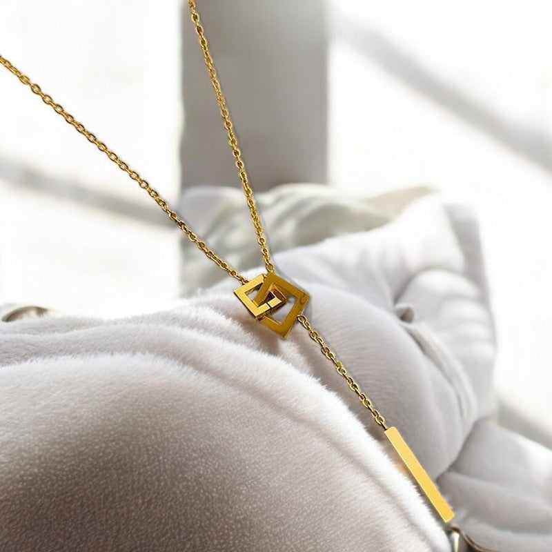 Stylish Square Pendant Necklace | Italian Gold Plated - SACH JEWELS