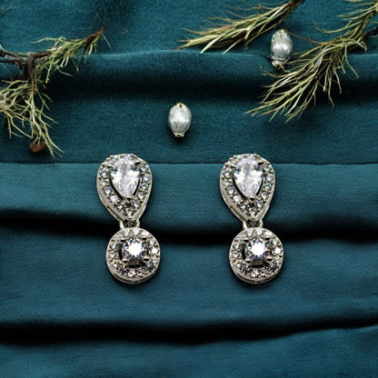 Teardrop Shaped Diamond Studded Earrings | 925 Sterling Silver