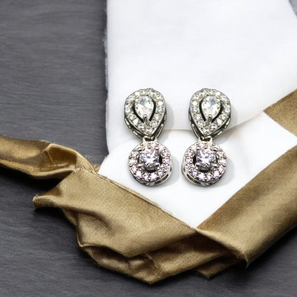 Teardrop Shaped Diamond Studded Earrings | 925 Sterling Silver