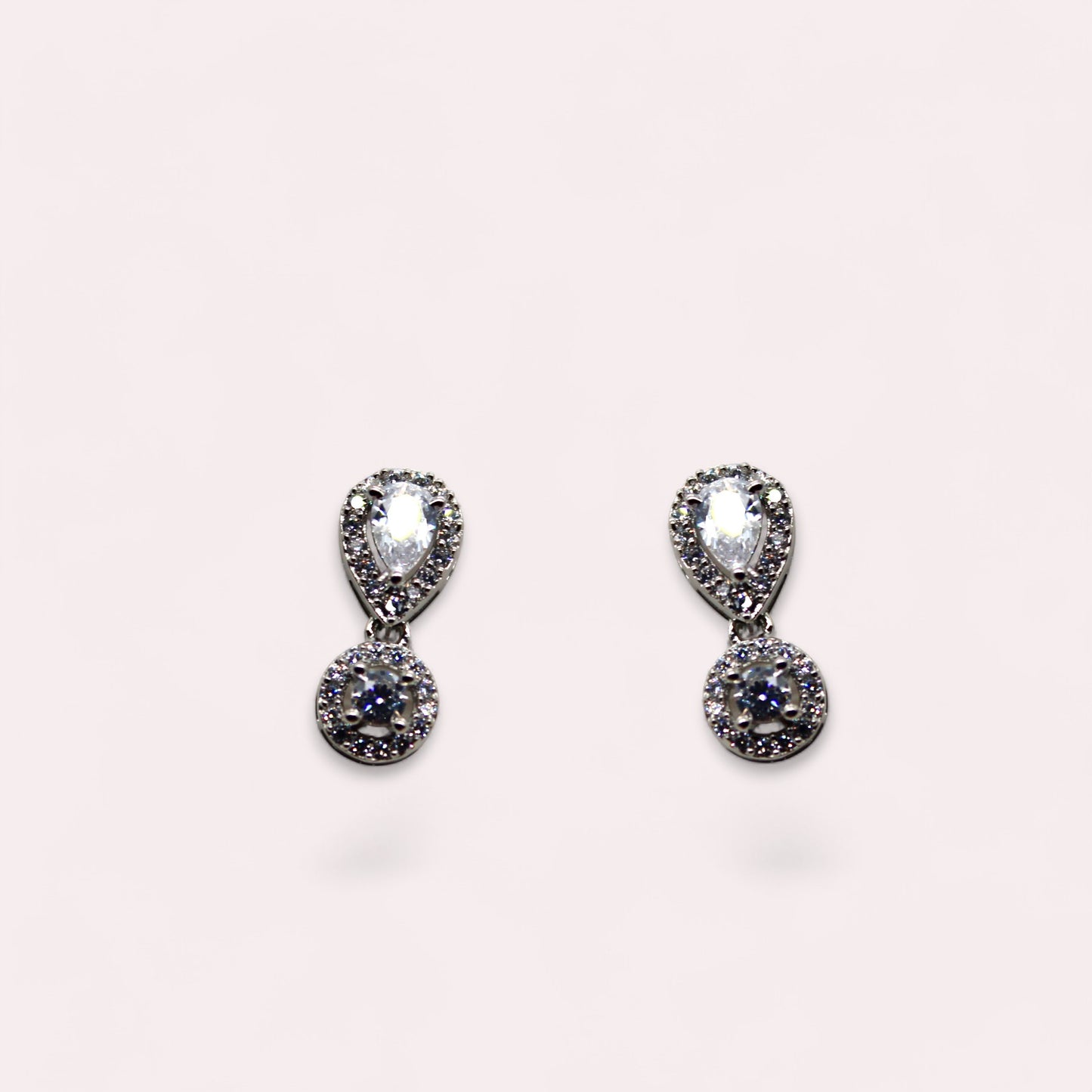 Teardrop Shaped Diamond Studded Earrings | 925 Sterling Silver