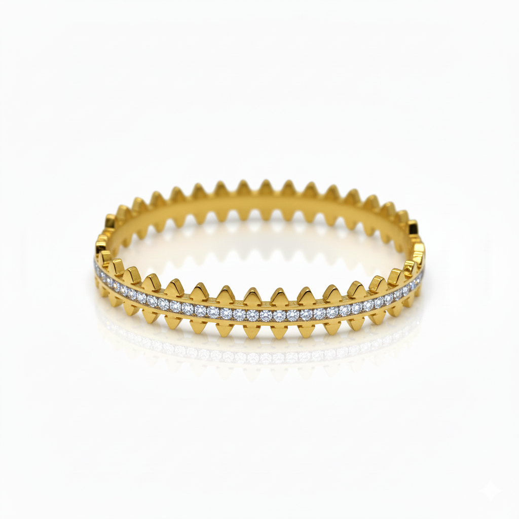 Women Triangular Rail Design Cuffs | Italian Gold Plated. SACH JEWELS