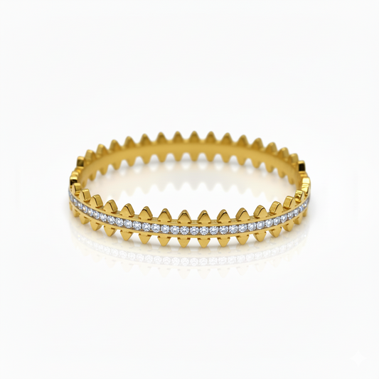 Women Triangular Rail Design Cuffs | Italian Gold Plated. SACH JEWELS