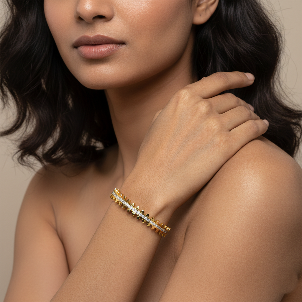 Women Triangular Rail Design Cuffs | Italian Gold Plated. SACH JEWELS