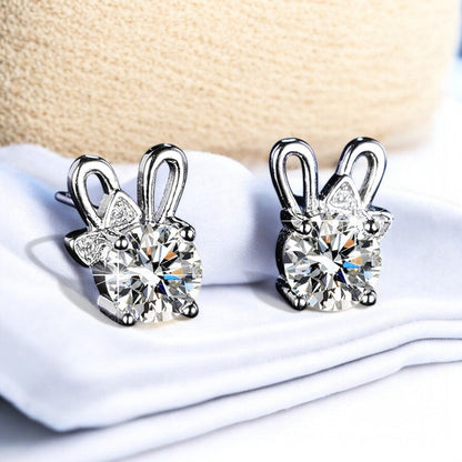 Bunny Ears Diamond Earrings | Italian Silver Plated - SACH JEWELS