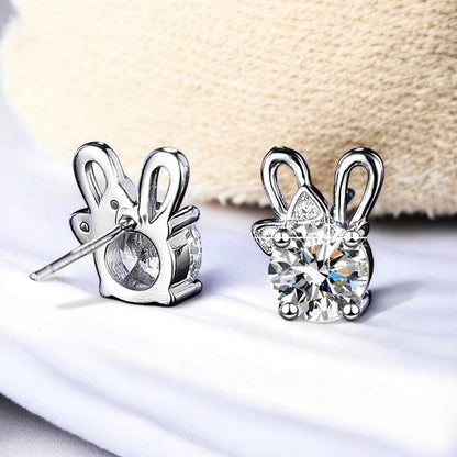 Bunny Ears Diamond Earrings | Italian Silver Plated - SACH JEWELS